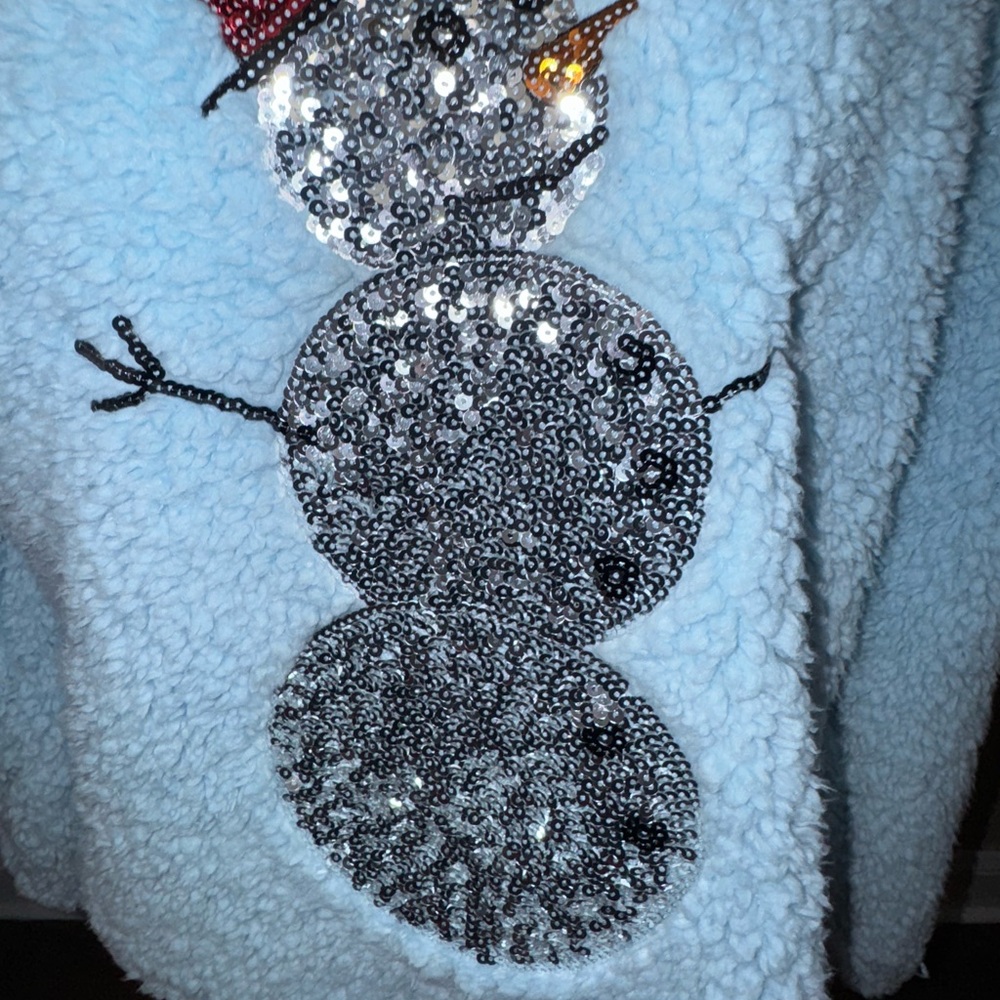Time and Tru Light Blue Snowman Sweater - Picture 2 of 4